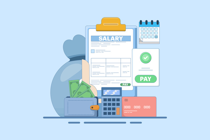 an-illustration-depicting-various-objects-and-words-related-to-payroll-including-a-clipboard-calculator-wallet-and-paycheck